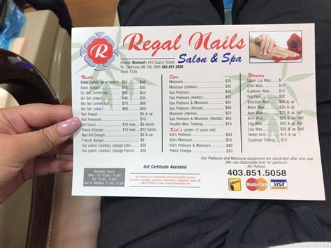 Regal nails in walmart hours - It's all yours at your Regal Nails Barrhaven salon. ... Nails. Inside Walmart. Business Hours. MON – FRI. 10:00AM – 7:00PM. 